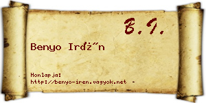Benyo Irén névjegykártya